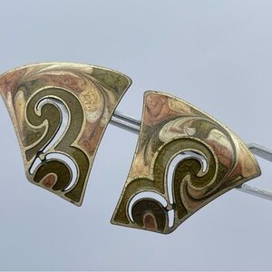 Edgar Berebi Vintage Enamel Modernist Earrings Abstract Post Design